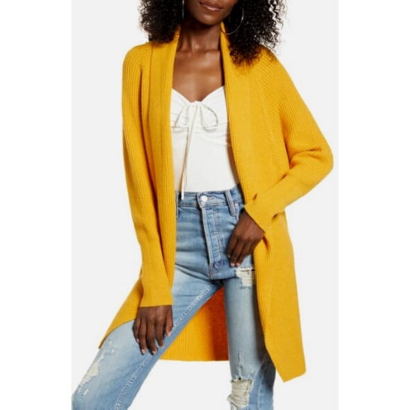 Leith Sweaters - NWT Leith- Dolman Sleeve Long Yellow Cardigan 4X
